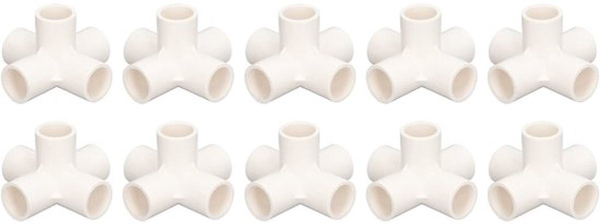 PVC-hoekstukken, 10 stuks, 25 mm 5-weg PVC-buisverbindingsstuk, rechthoekige driedimensionale buisverbinding, haakse buisverbinding, fittingverbinding (1#)