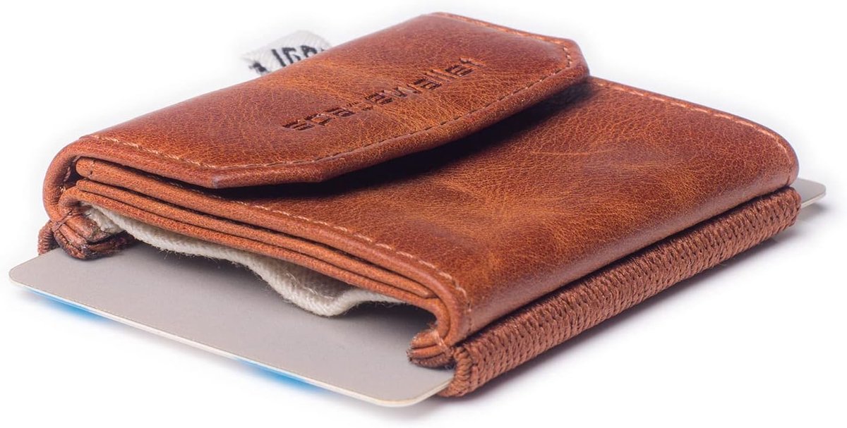 Mini portemonnee met muntvak - echt leer - ruimte voor 15 kaarten en biljetten - slim en minimalistisch - ShopVlot