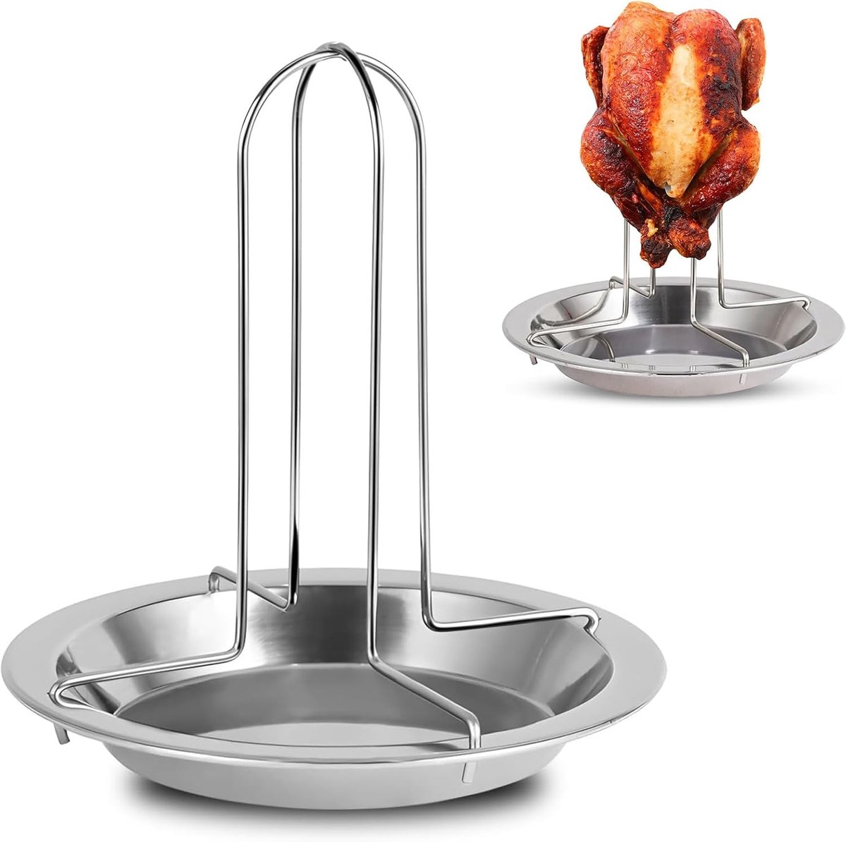 1 x Chicken Roaster Chicken Stand Hanging Holder Oven Non-Stick Chicken Roaster Grill Baking Cookware Stainless - SnelShoppen