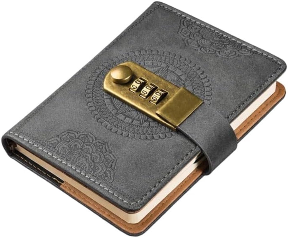 Dagboek met slot 15 x 10 cm - PU-leer - 240 pagina's - Beschermt privé-informatie - SnelShoppen