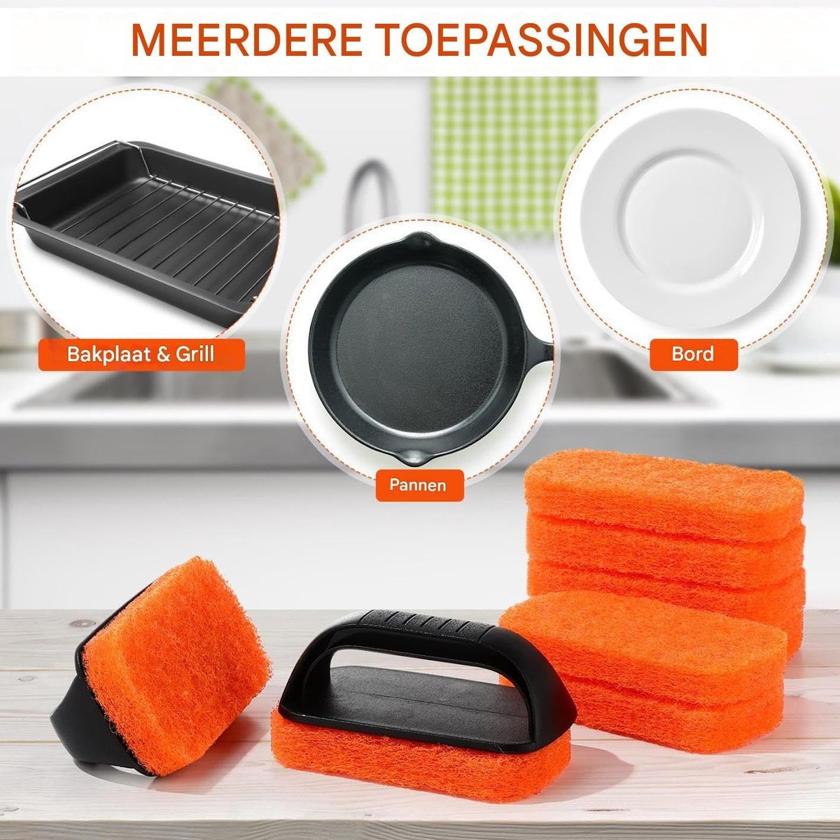 Platenreiniger - Grillsponges Schraper - Grillplaat Schoonmaken - Krasvrije Reiniging - 14 Stuks - Niet gespecificeerd