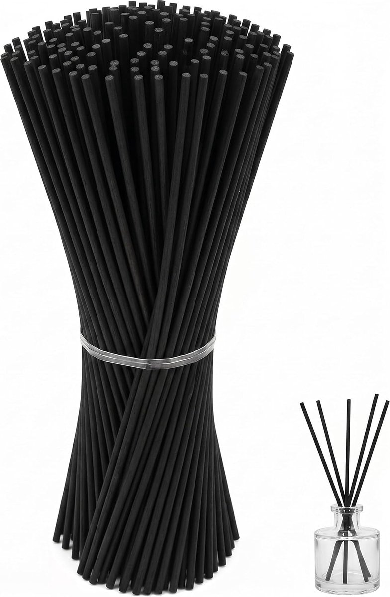 Diffusorstokjes 100 stuks - zwart 20 cm - natuurlijk rotan - snelle aromadiffusie - ShopVlot