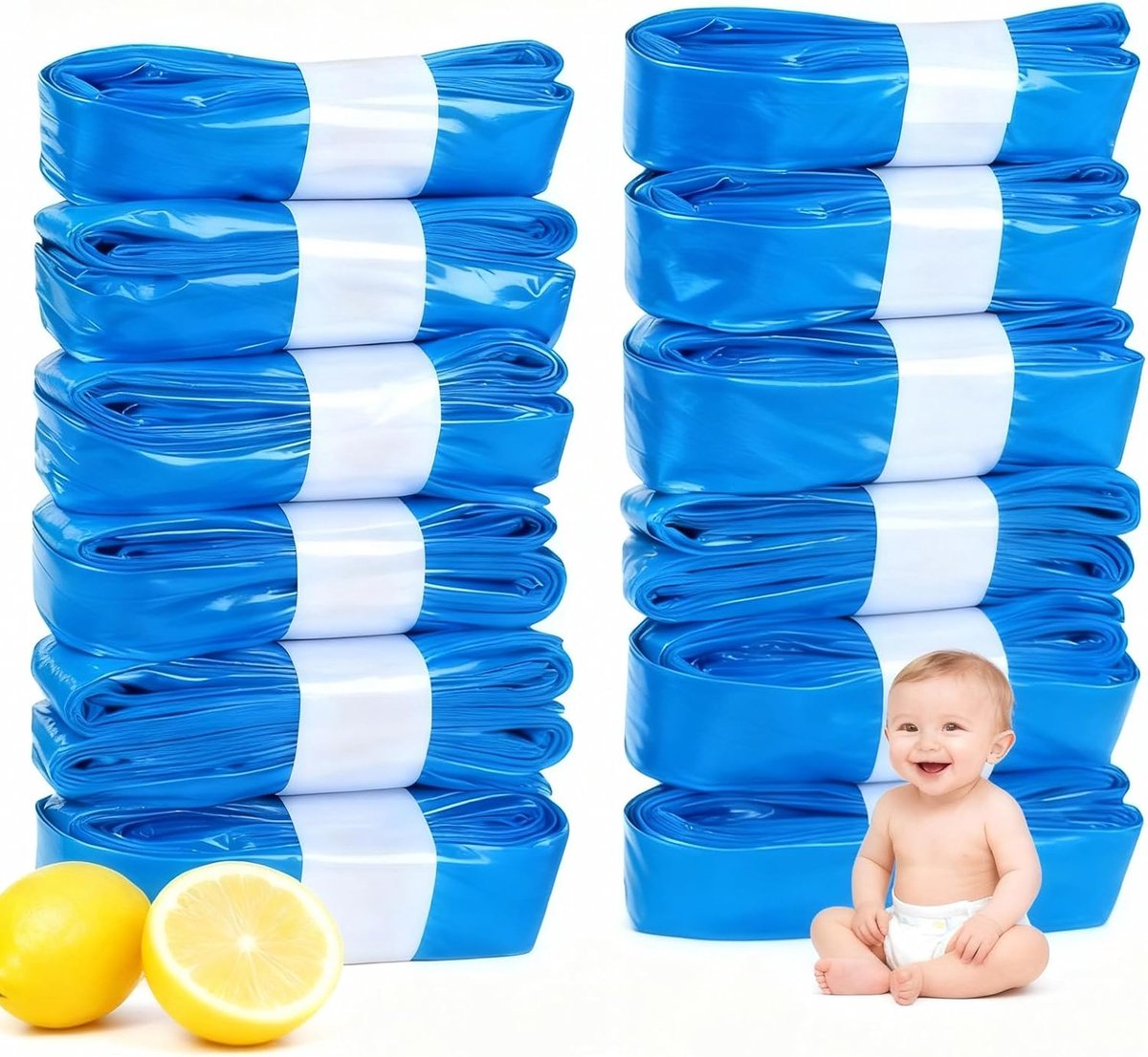 12 Navulcassettes voor Luieremmer, 4,5 Meter Navulfolie Luieremmer, Navulfilm Compatibel met Tommee Tippee, Angelcare, Achtkantige Luieremmer, LitterLocker