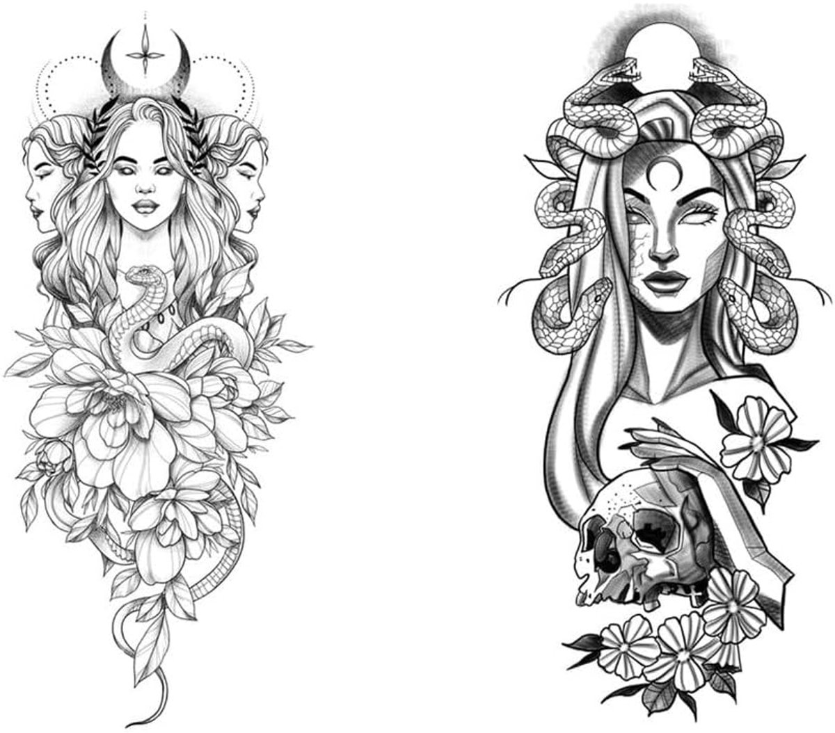 2 x Medusa Tattoo Slang Tattoo Arm Tattoo Tijdelijke Tattoo Fake Tattoos NAG014 015