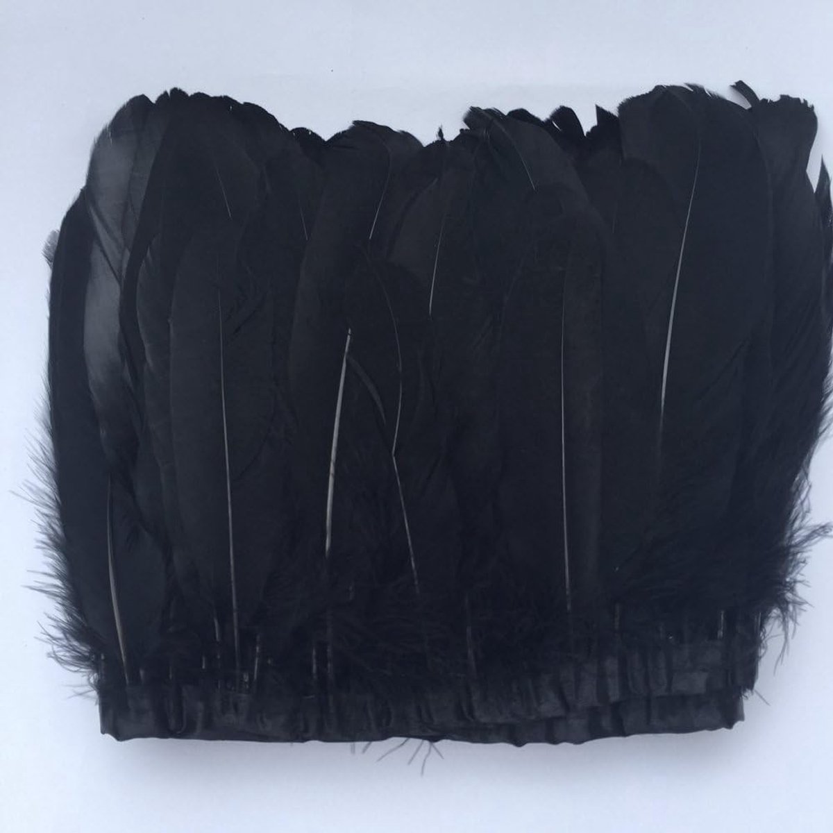 Duck Goose Feather Trim Fringe Naaien Craft 2 Yards (Zwart)