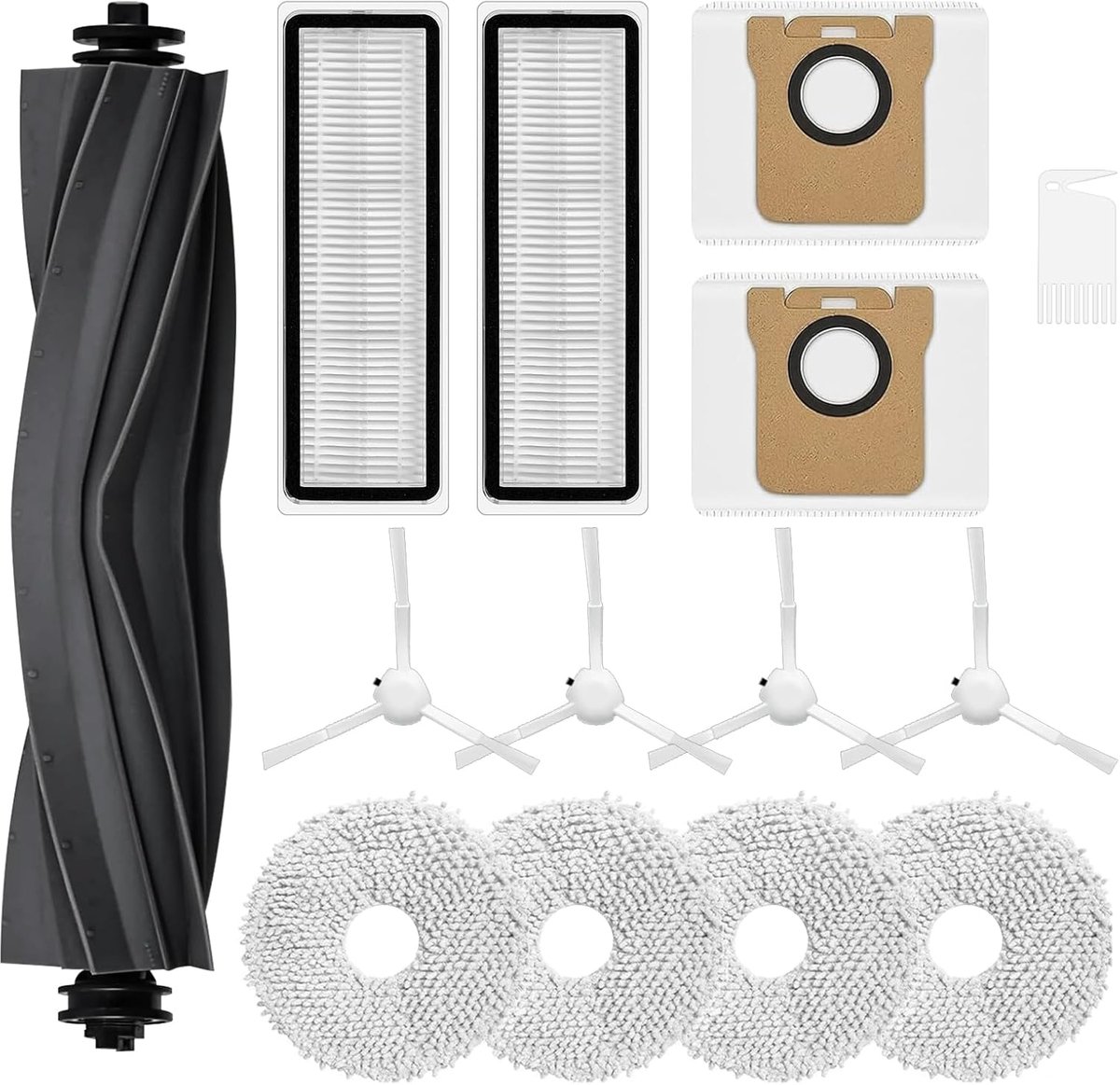 Accessoireset voor Dreame L10s Ultra, L10 Ultra, S10, S10 Pro, S20, S20 Pro, voor Mijia Omni X10+ Robotstofzuiger, reserveonderdelen, 1 rubberen borstel, 4 zijborstels, 2 filters, 2 stofzakken, 4 pads