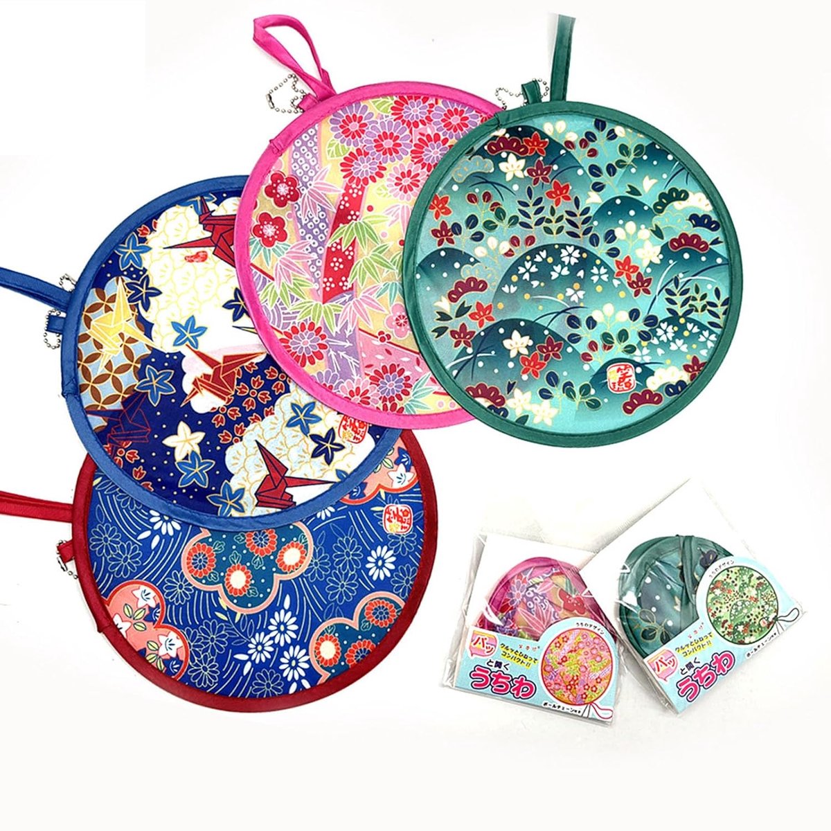 4 ronde waaiers, opvouwbaar, handwaaier, opvouwbaar, voor bruiloft en persoonlijke decoratie, Japanse stijl