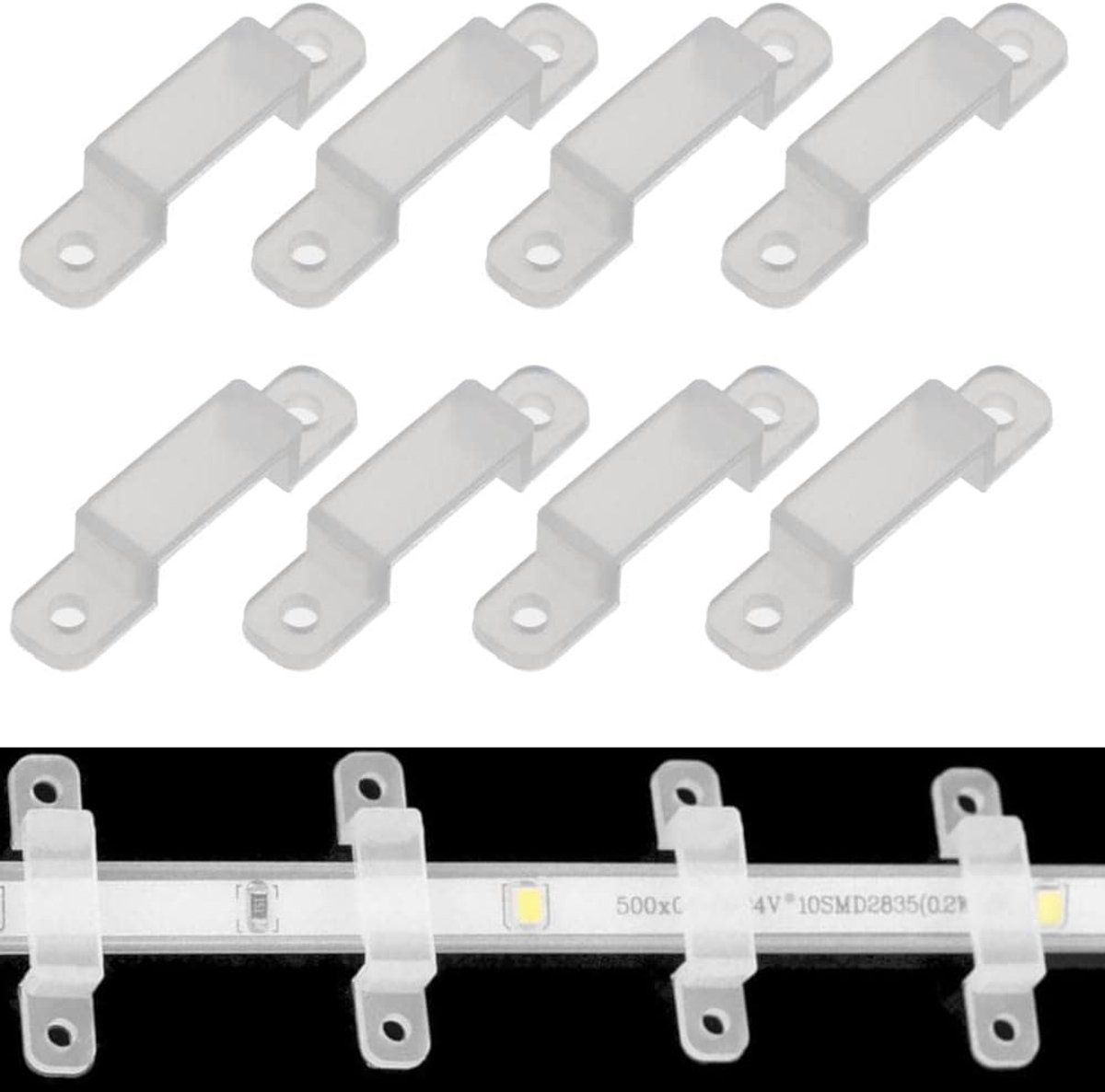 Wandhouder, bevestigingsclips voor ledstrip, lichtstrip, lichtslang, lichtketting, 10 tot 16 mm, 50 stuks