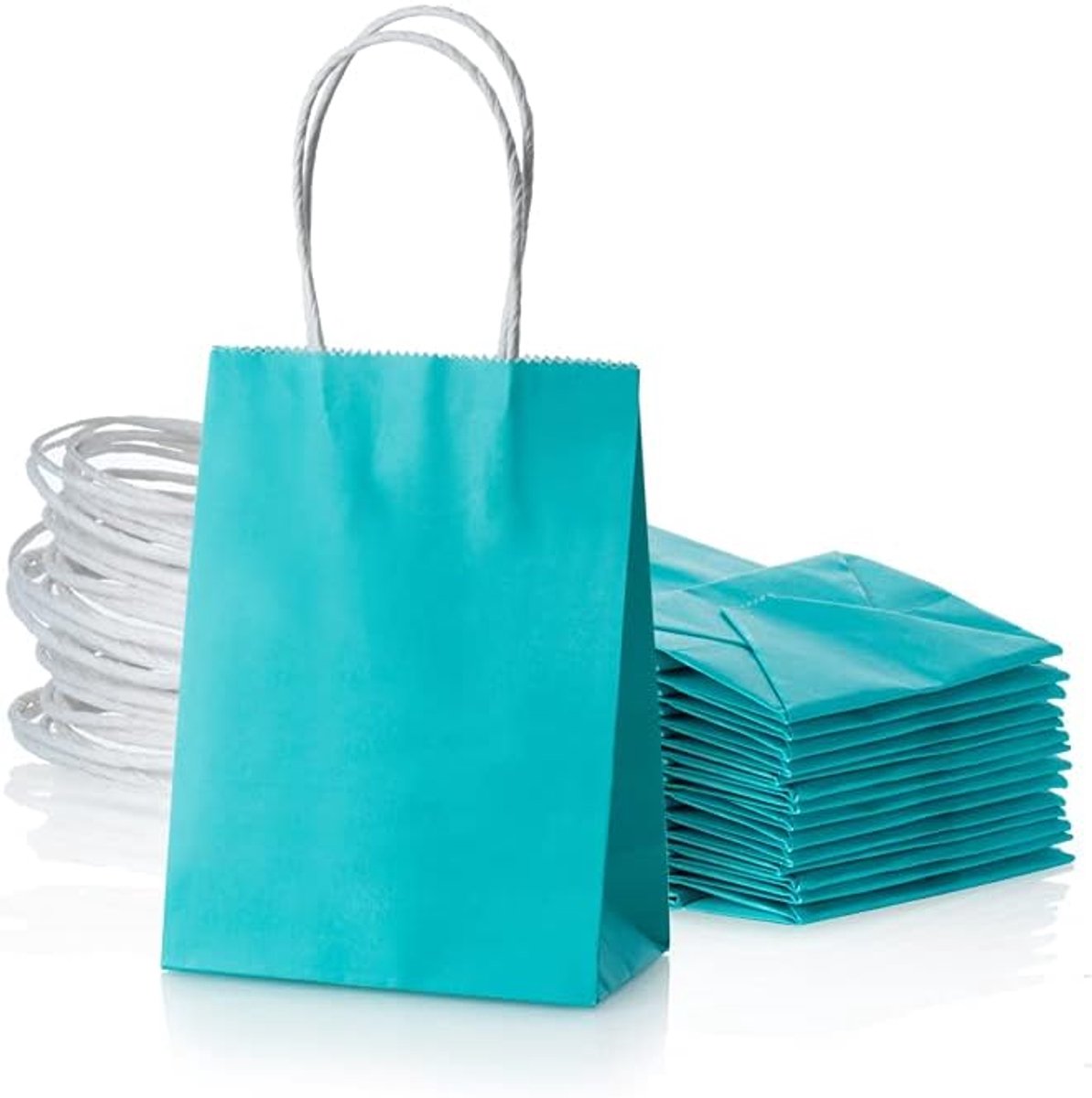 Papieren cadeauzakjes 6x4,5x2,5 inch - turquoise blauw - met handvat - ideaal voor feestjes - SnelShoppen