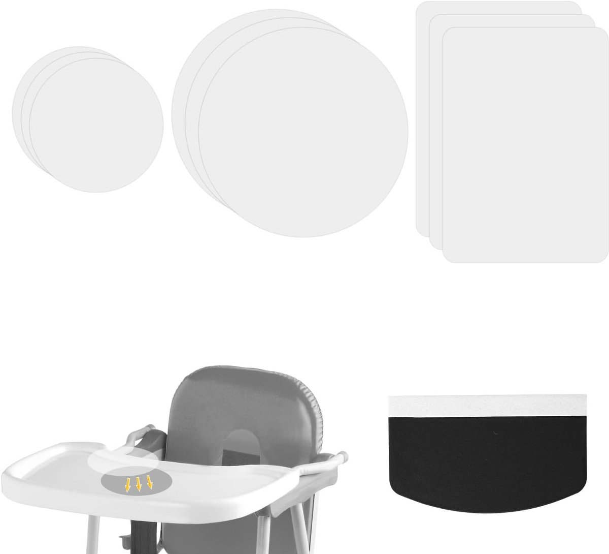 9 stk Transparante Zuignapstickers voor Stokke Tripp Trapp-tray, Rond & Rechthoekig Sterke Zuigkracht Fixer Kleefstof Tray Sticker voor Kinderstoelen Babyborden Kommen & Speelgoed Stabiliteit