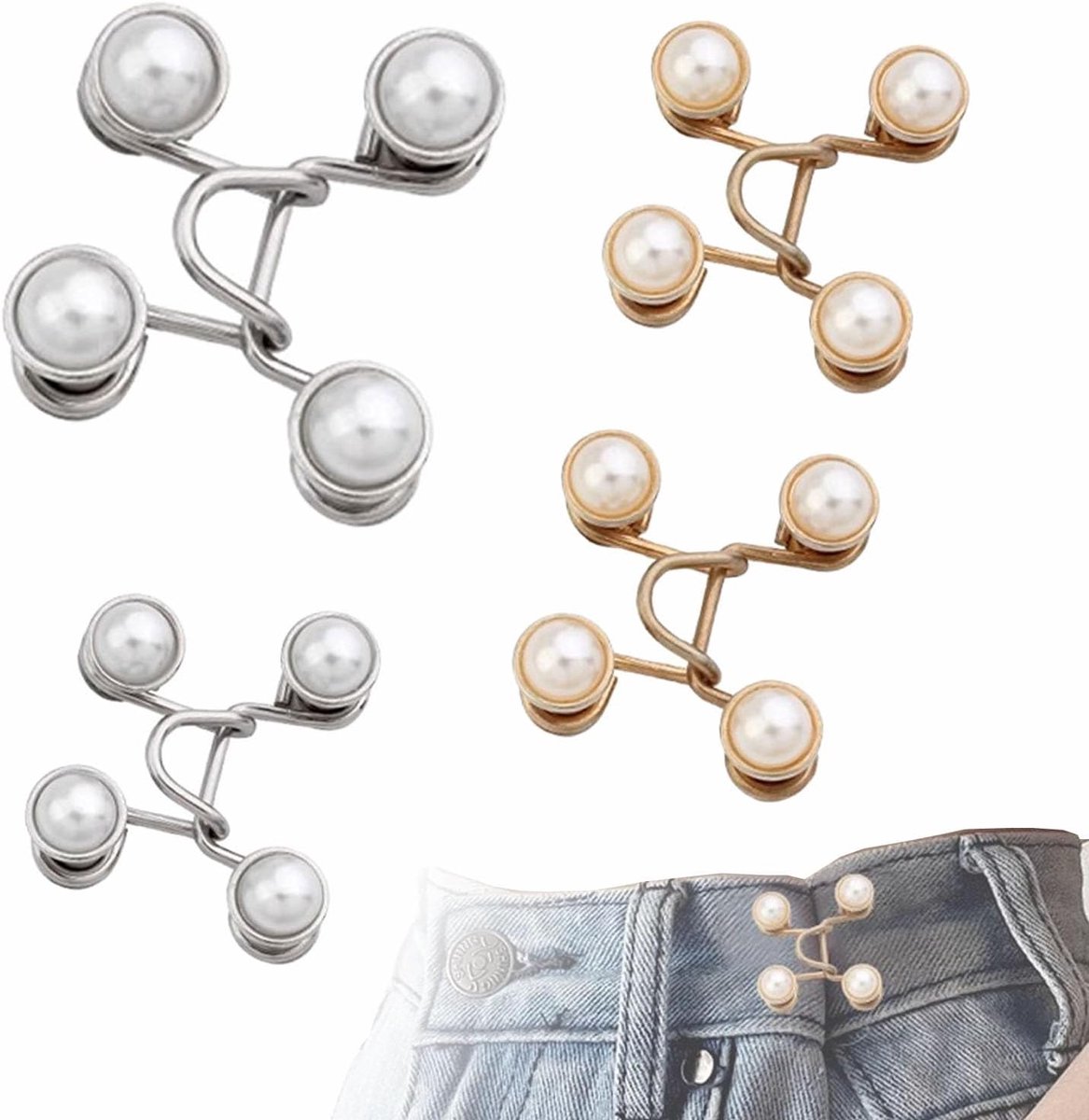 4 paar taille spanner clips parel taille cincher clip, verwijderbare broek taille spanner geen naaien Fit voor losse jeans broek jurken gemakkelijk tailleband strakker