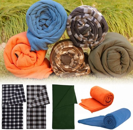 Draagbare Slaapzak Voering - Reislaken Fleece - Kamperen en Reizen - Dubbelzijdig Fleece - 16 x 30 cm - Koffie Plaid — afbeelding 3