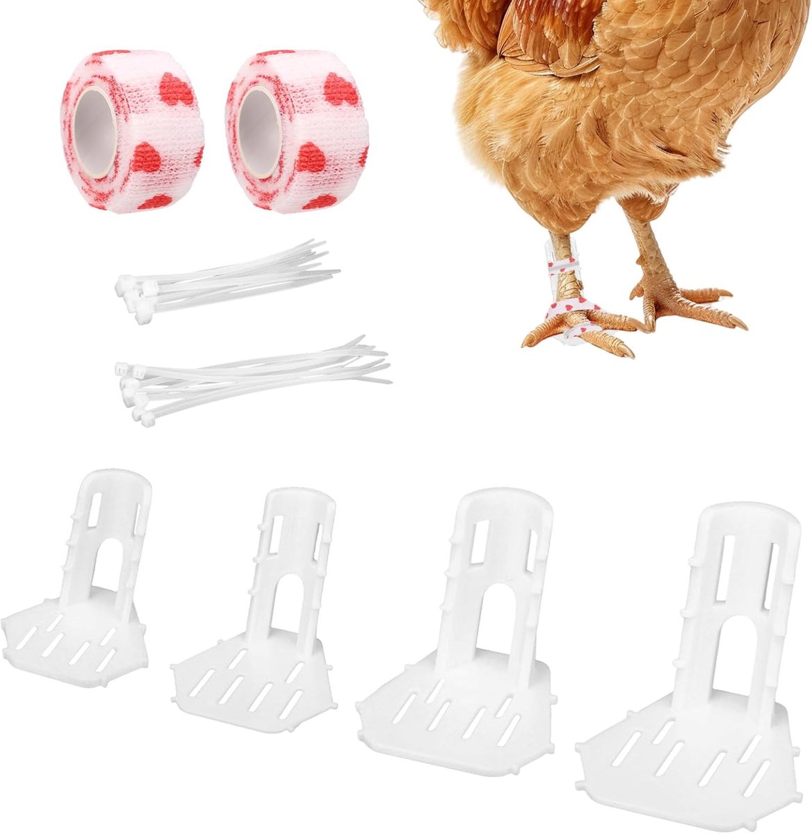 Poultry leg splint kit - 4 maten - hoogwaardig materiaal - ondersteuning voor kippen en eenden - ShopVlot