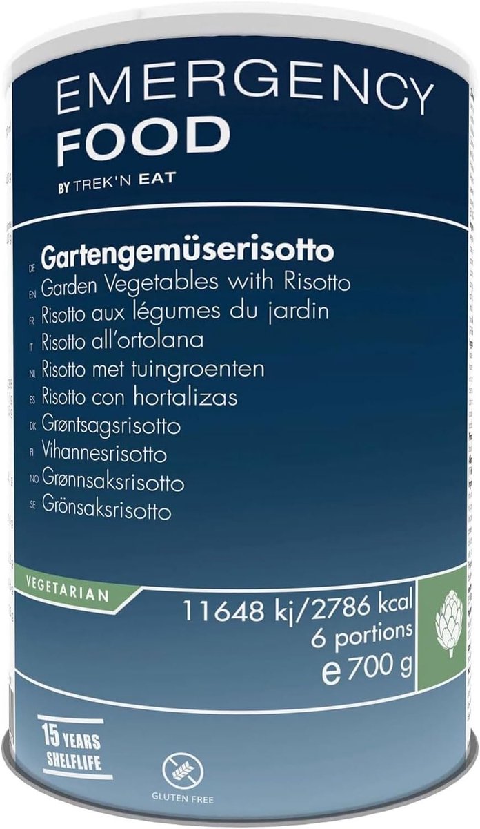 SnelShoppen - Noodvoedsel Garden Vegetable Isootto voor 8 Porties - 15 Jaar Houdbaar - Perfect voor Camping, Trektochten en Crisisvoorbereiding