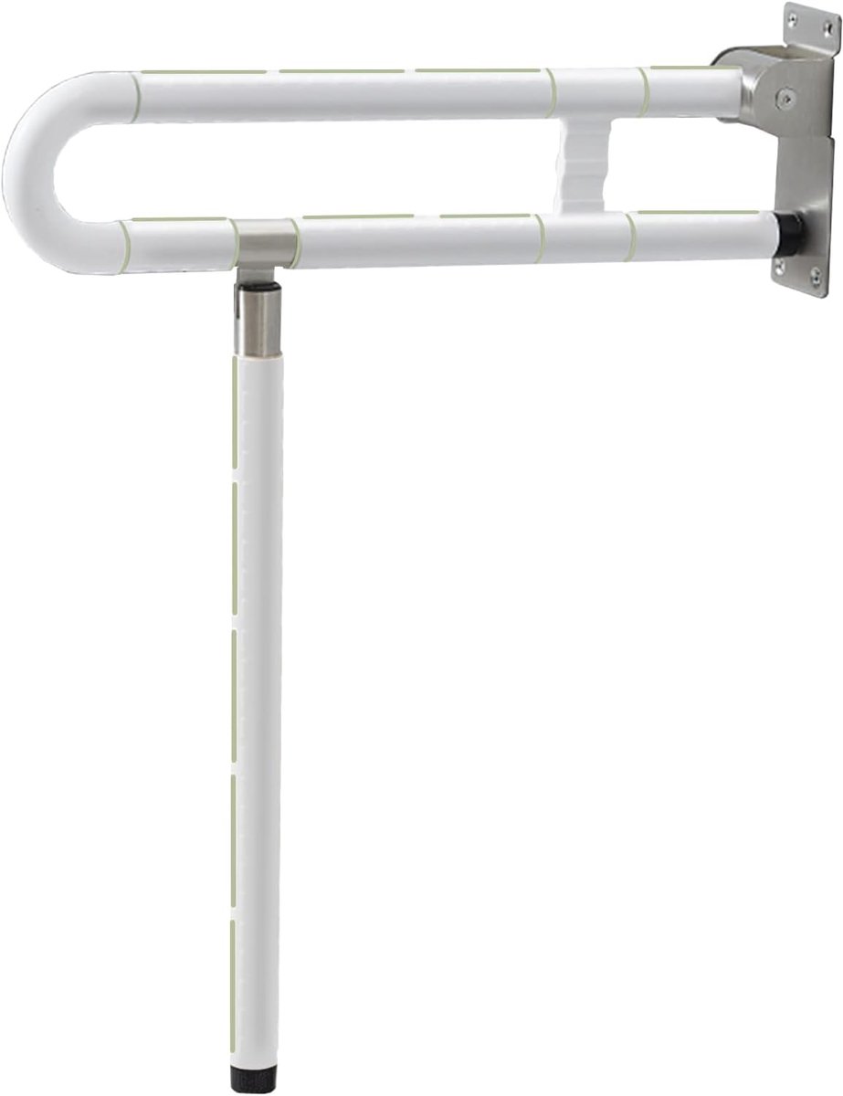 Wandsteun Handgreep Toilet 60 cm - Wit met Poten - Vouwbare Toiletsteun - Veilige ondersteuning voor ouderen - ShopVlot