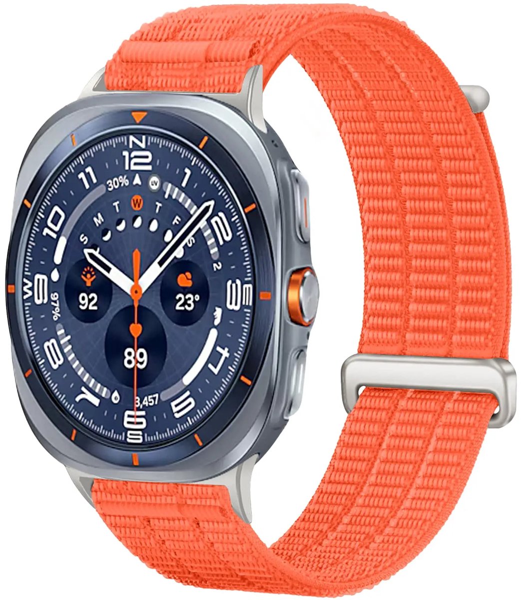 Strap-it Nylon 'Air' bandje geschikt voor Samsung Galaxy Watch Ultra 2 (2026) / Ultra (2024/2025) - Oranje