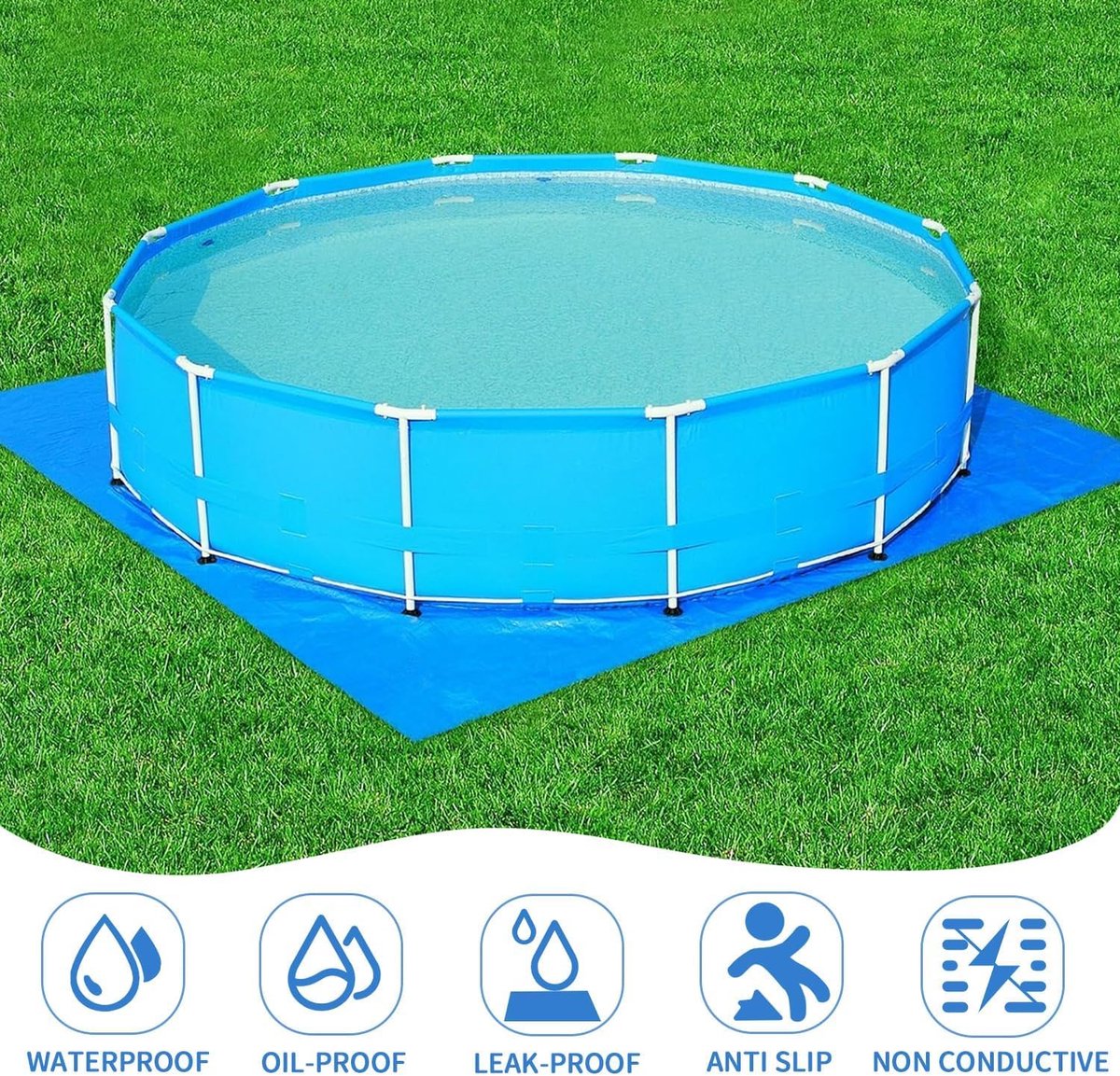 Pool mat rond 366cm - waterdicht - antislip - beschermt de vloer - ShopVlot
