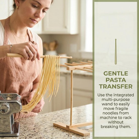 Pastadroogrek 14 stokken - Houten pastarek - Uitneembaar en opvouwbaar - Perfect voor zelfgemaakte pasta - ShopVlot — afbeelding 5