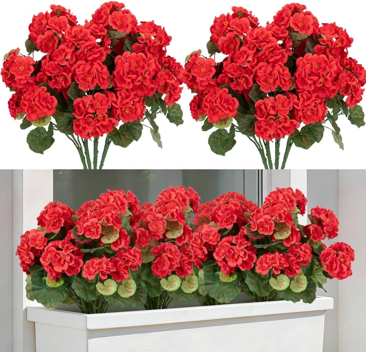 Kunstmatige Geraniums 37 cm - UV-bestendig - Waterproof - Perfect voor balkondecoratie - ShopVlot