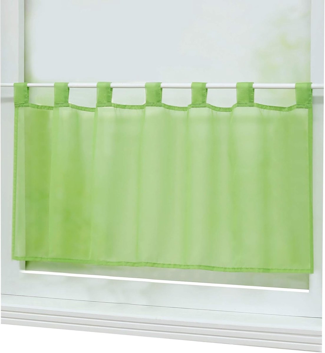 Vitrage, voile bistrogordijn, effen korte gordijnen, transparant gordijn (h x b), groen, 1 stuk verpakking