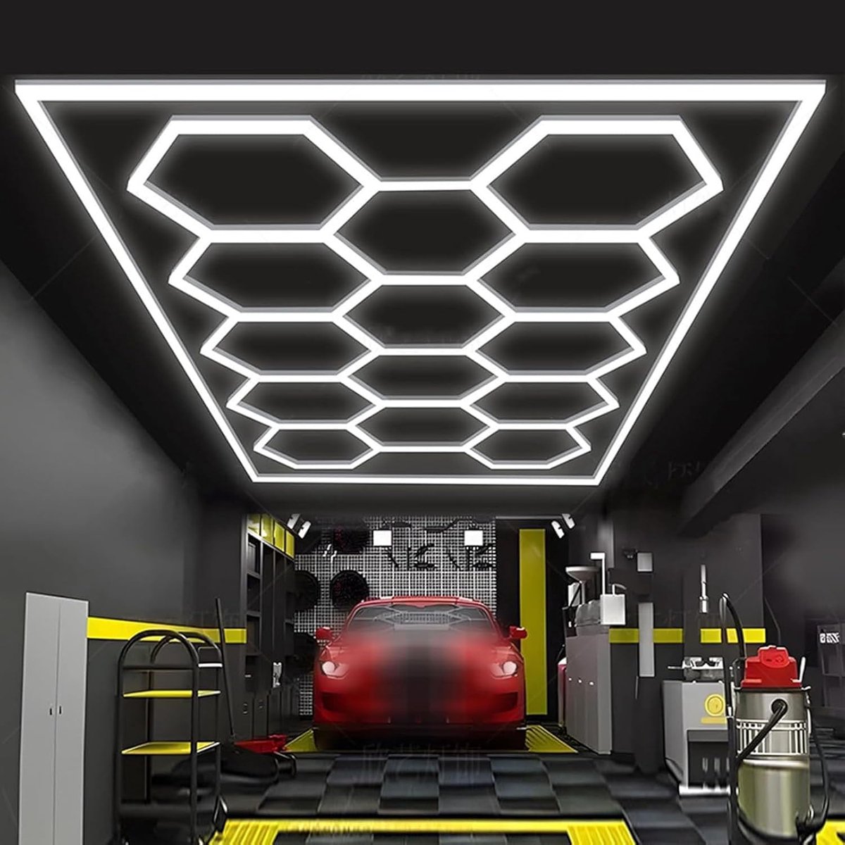 LED Garage Ceiling Light,Car Detailing Linkable Ceiling LED Shop Lights for Garage Warehouse Workshop Gym Basement Car Care Wash Room 14 Grids