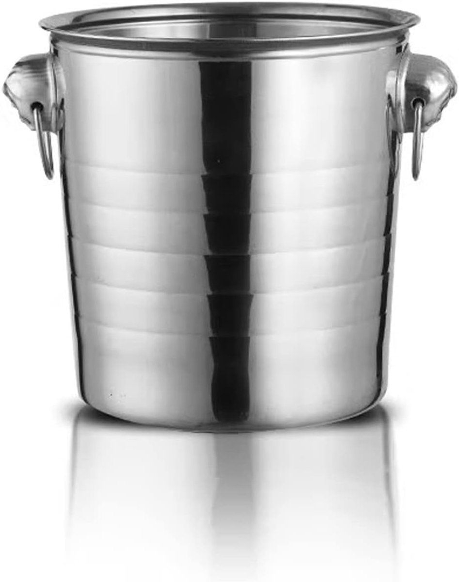 IJsemmers Roestvrijstalen ijsemmer met ringgreep Verdikte commerciële bar champagne-emmer ijsblokjes-emmer bier-ijsemmer for cocktails, wijn, bier, champagne, ijs bewaren(5L)