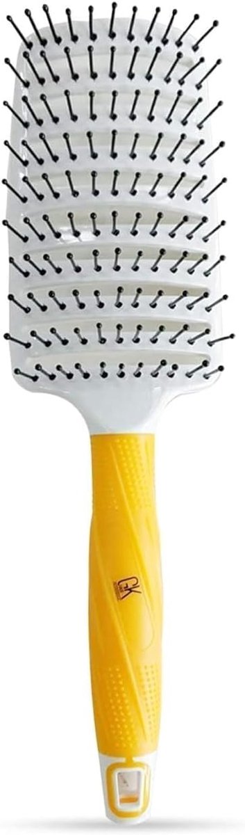 Global Keratin Professionele gebogen geventileerde borstel 3 inch voor föhnen Styling Ontwarrende ventilatieborstel met pin-haren en antisliphandgreep voor lang krullend, verward, steil en dik