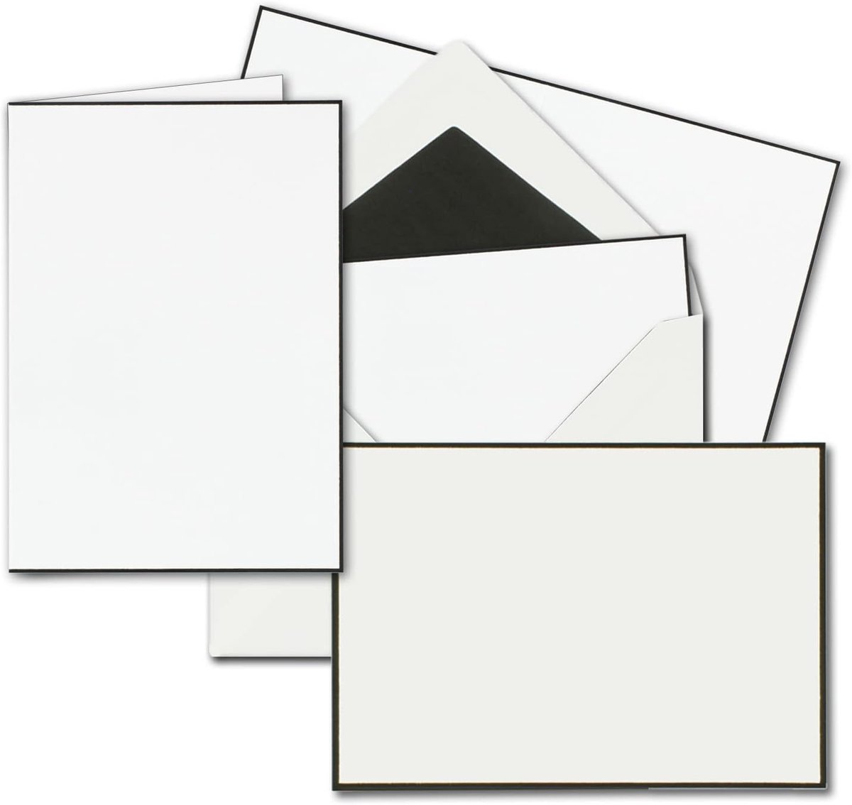 25 x rouwkaartensets - DIN A6 dubbele kaarten met gevoerde enveloppen C6 - beide met handgemaakte zwarte rand - vouwkaarten