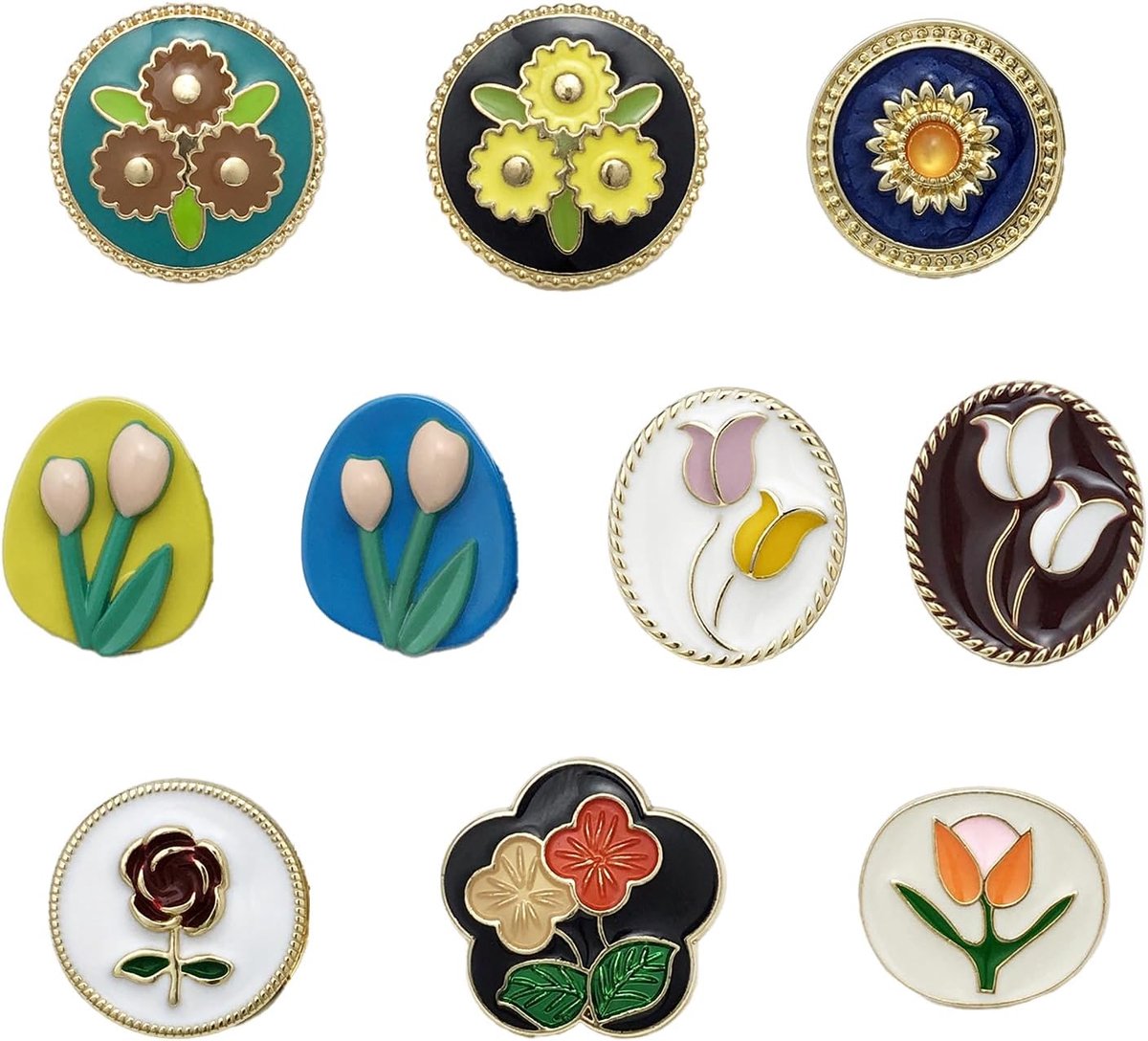 Knopen van legering, bloemendesign, vintage knopen, verguld, ideaal voor naaien, perfect voor sieraden, knutselen, kleding, tassen, overhemden en sjaals.