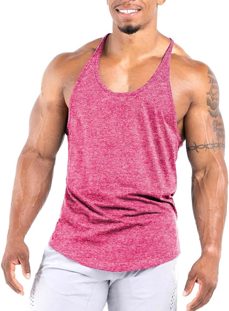 Workout Stringer Tank Tops Atletische Sneldrogende Y-Back Tops Bodybuilding Spier Shirts voor Gym (1 of 3 Pack)
