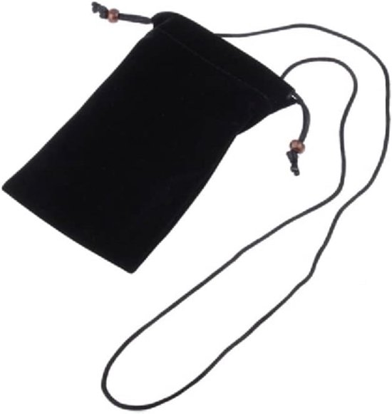 Cover with Chain and Loop Closure Soft Cloth Flannel Carry Bag voor CUBOT POCKET 3 (2022) - Black — afbeelding 2