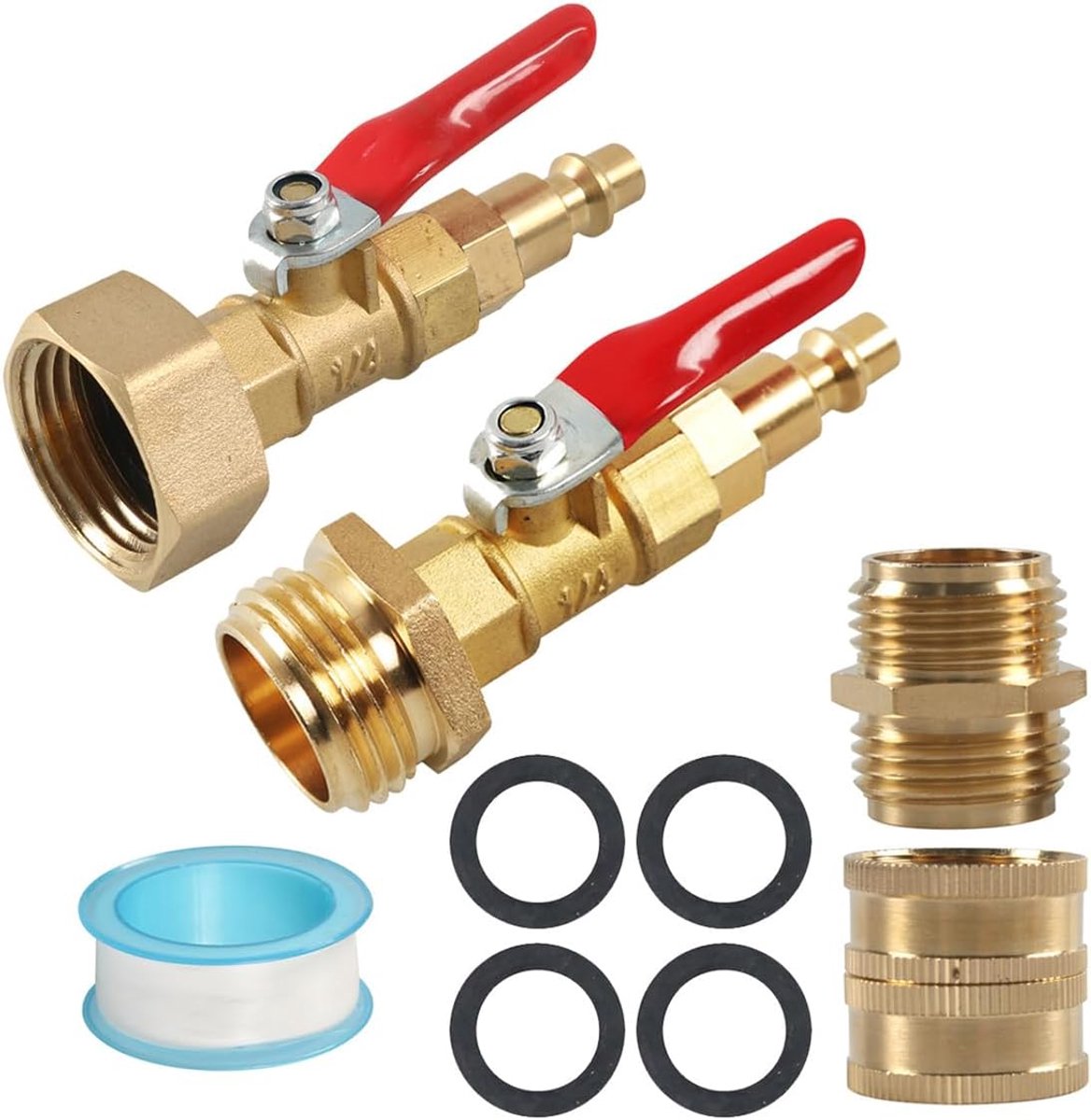 Blowout Adapter Met 1/4 '' Mannelijke Snelle Verbinden aangesloten en 3/4" Mannelijke GHT Draad RV Blowout verbonden met Klep