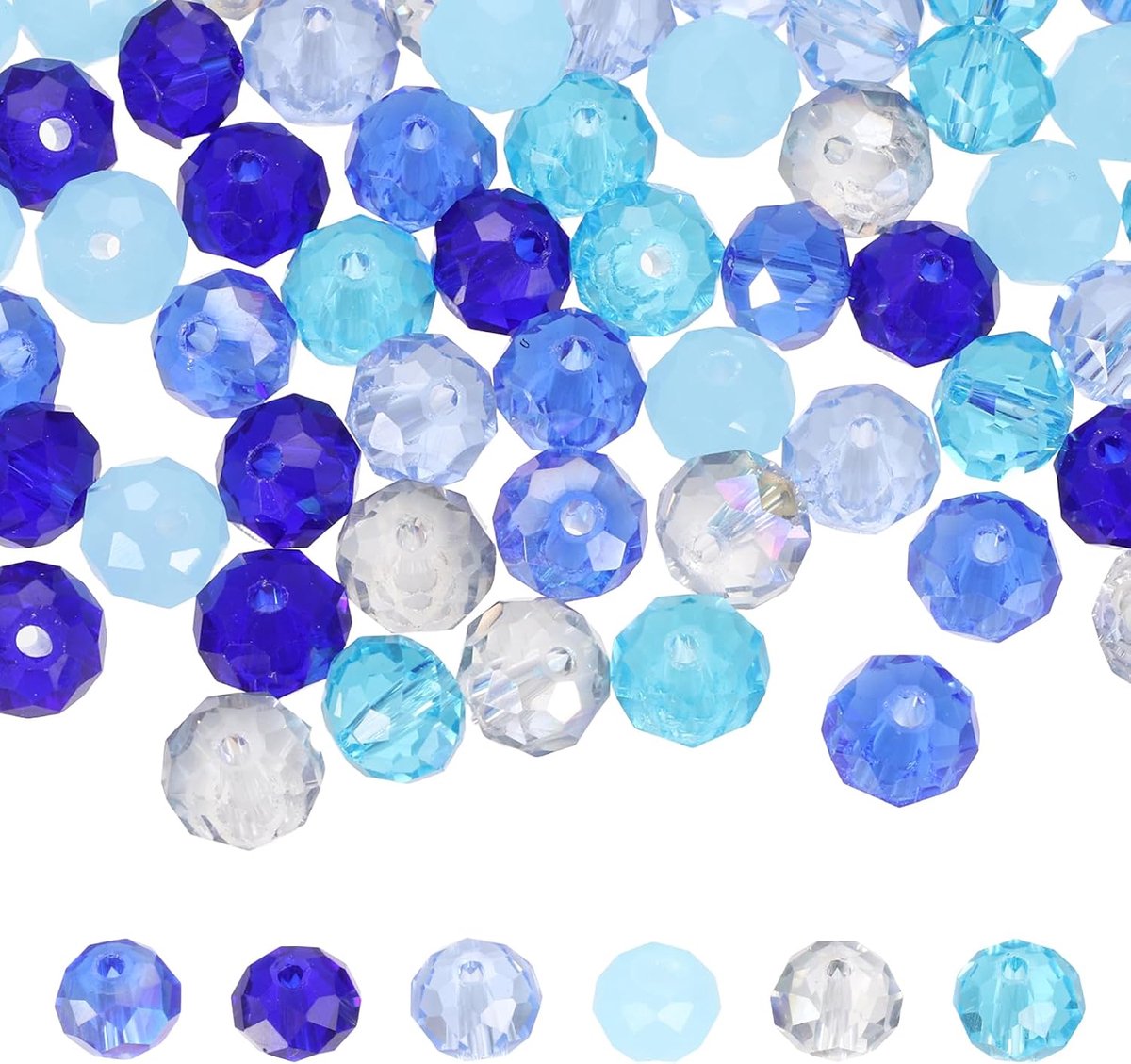 200 stuks gefacetteerde ronde glazen kralen, 8 mm Tsjechische kristallen glazen afstandhouders kraal bulk geassorteerd voor sieraden maken armbanden ketting oorbel doe-het-zelf ambachten