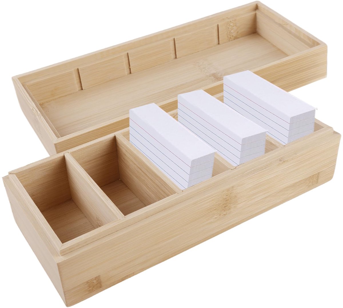 Houten kisten A8 20 x 8 x 6 cm - met deksel - voor leerkaarten en woordenkaarten - ideaal voor organisatie - SnelShoppen
