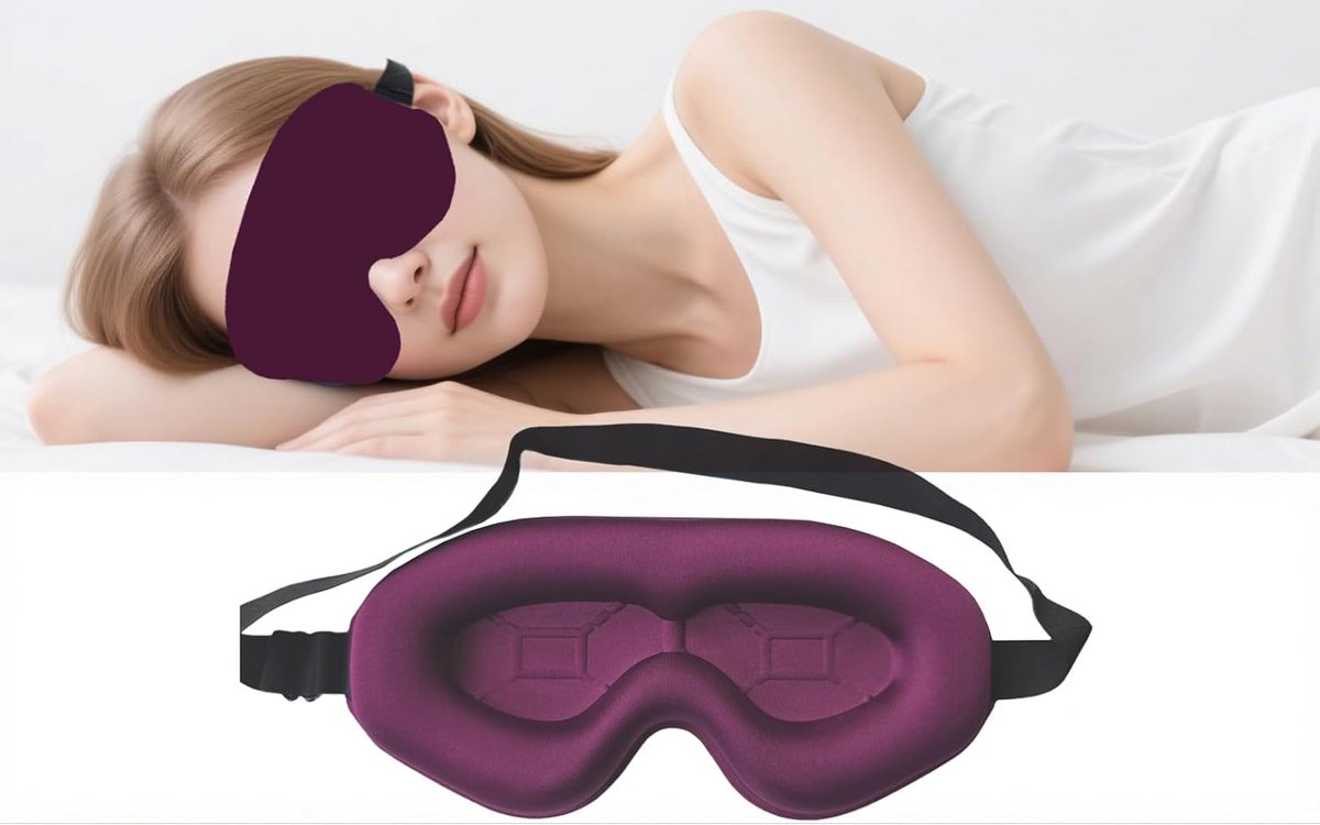 Slaapmasker, 3D-geprofileerd oogmasker, lichtblokkerend oogmasker, drukvrije nachthoofdband voor vrouwen en mannen, verstelbare riem, zachte en ademende oogbedekking