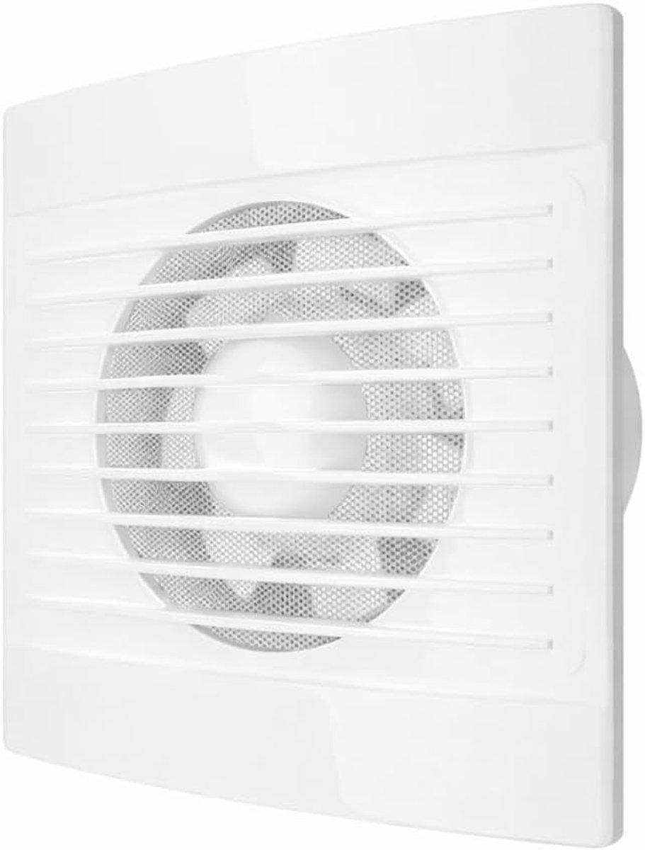 Badkamer Ventilator 100 mm EXT-001 | 15W A+ Extra stil (36 dB) | Luchtstroom 180 m³/h | Extra plat | Terugslagklep & Insectenrooster | Voor badkamer, muur & plafond