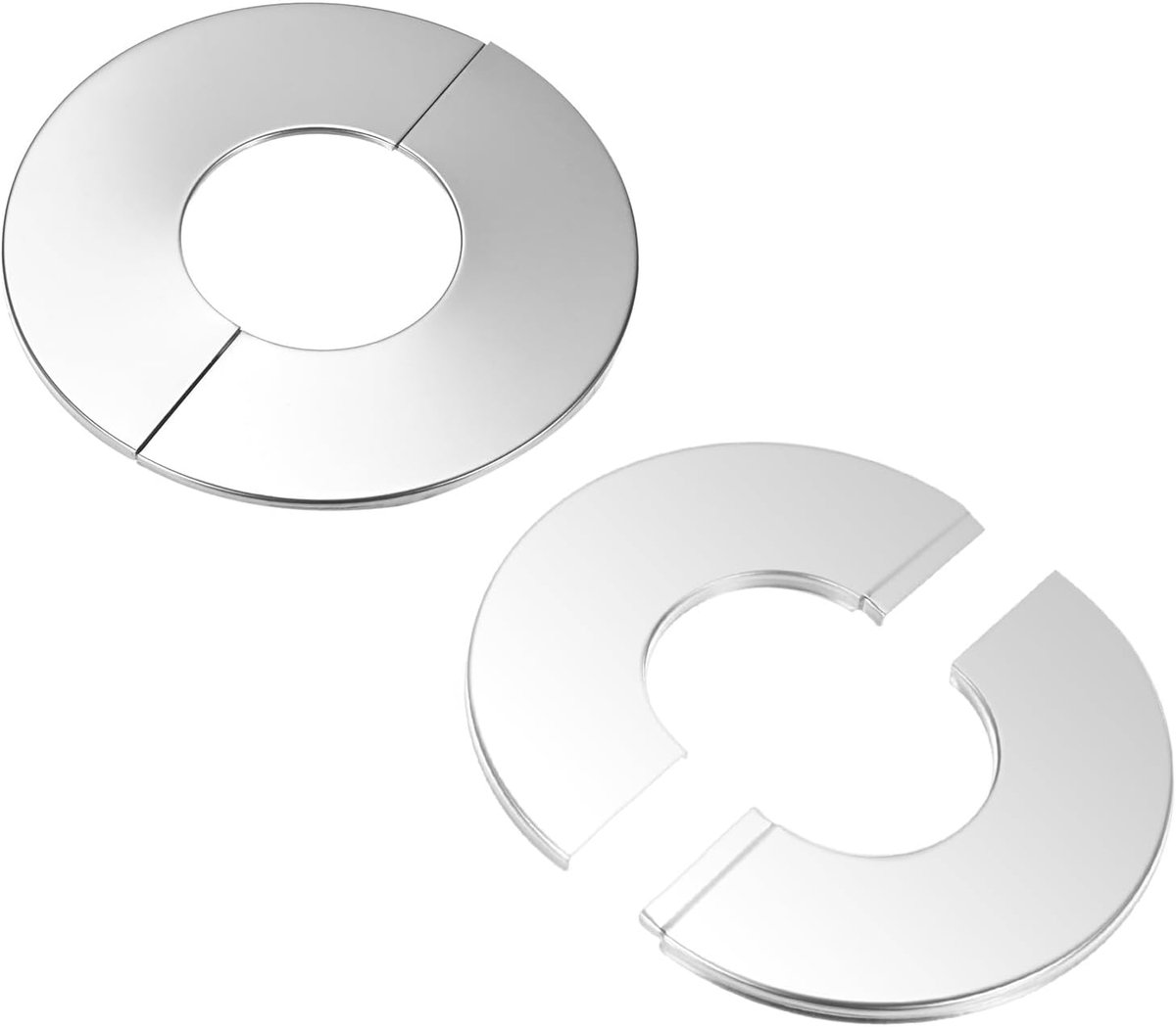 2-Pack Muursplitflens, voor 60mm/2.4 Inch OD Pijp 304 Roestvrijstalen Beschermplaat Ronde Zelfklevende Sanitair Afdekplaten voor Waterpijp/Kraan