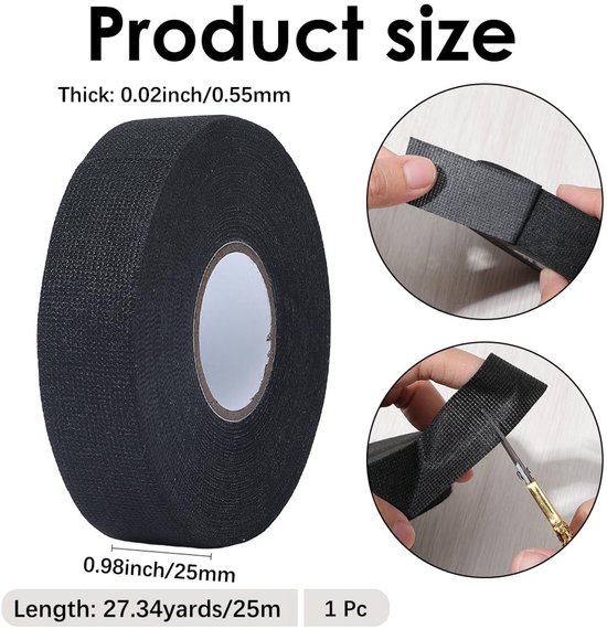25M 25mm Zwart Fluwelen Zelfklevende Tape Vervanging Stickers Strips Roll Sporting Item Verpakking Reparatie Opvouwbare Matten Voor Outdoor Sport Running Fietsen Woondecoratie Diy Craft — afbeelding 2