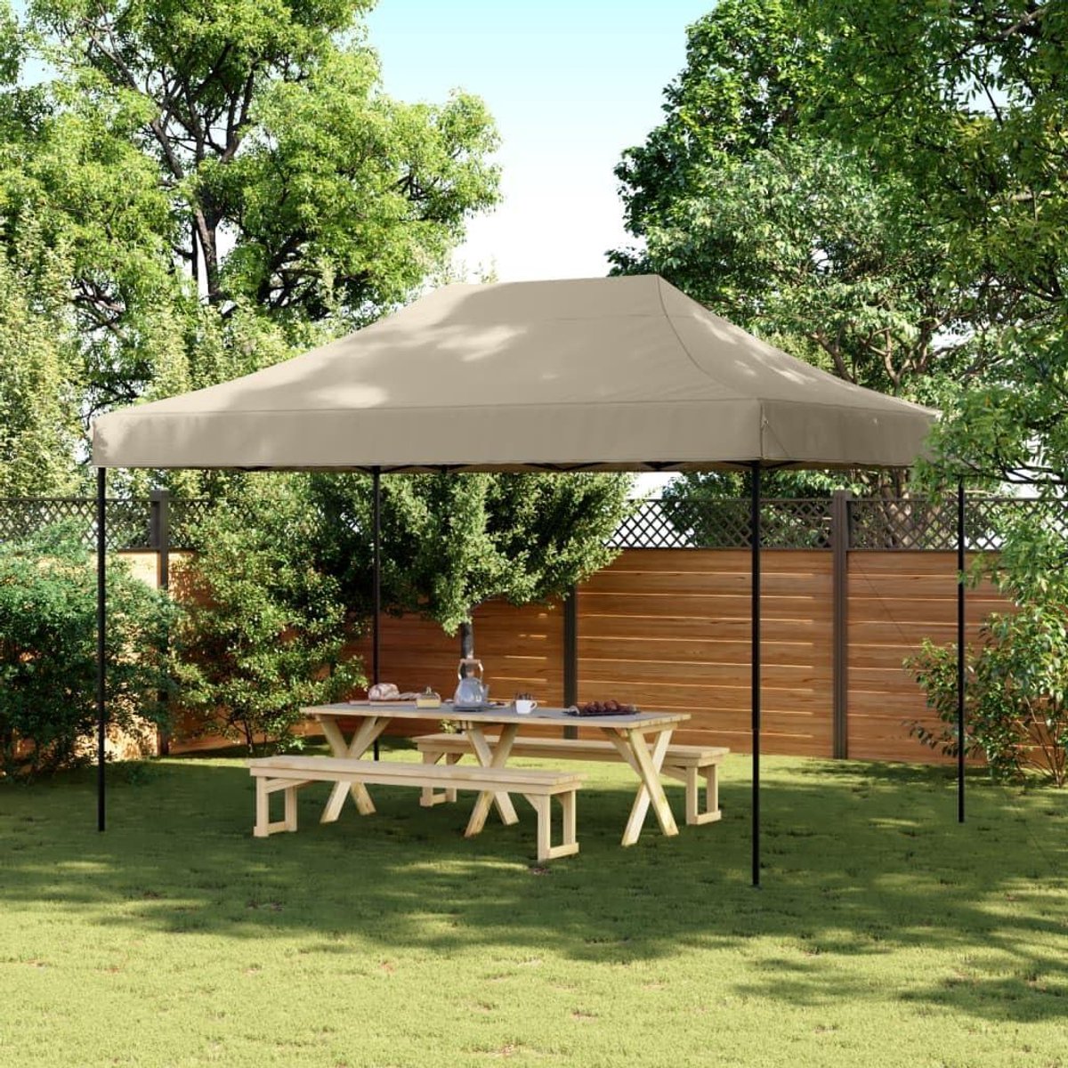 Opvouwbare Partytent - Pop-up Paviljoen - Feestelijke Bijeenkomsten - Snelle Montage - 410 x 279 x 315 cm - Taupe
