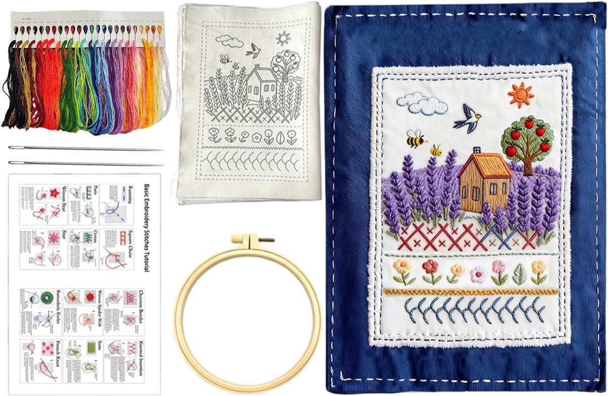 Borduurboek Voor Beginners Makkelijk Naai Pakkit Met 90 Patronen | Handborduurboeken om Volwassenen te Leren DIY Projecten en Handwerken te Oefenen tijdens de Kersttijd