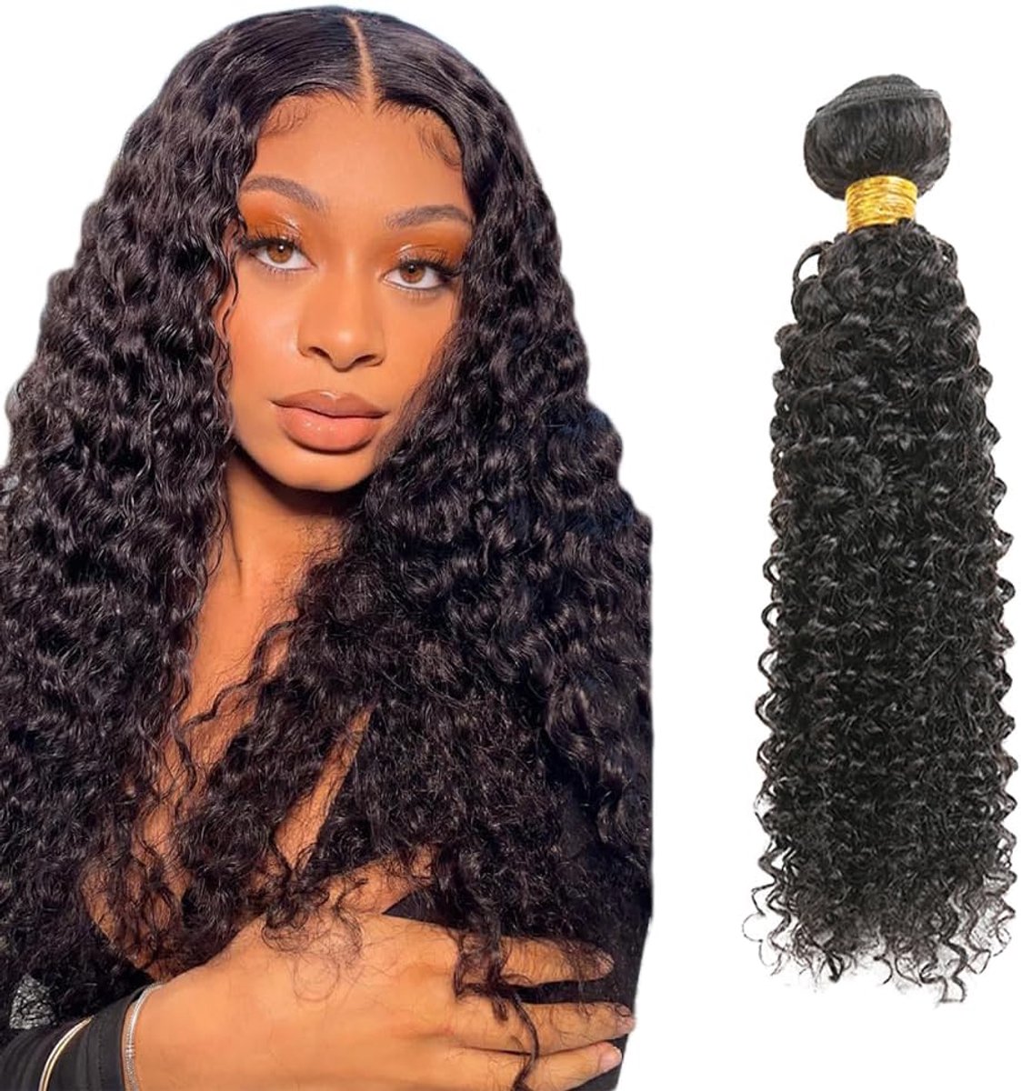 Hair Bundles Kinky Curly Extension #1B Natural Black Color Double Weft Brazilian Virgin Hair Extension Minimal Shedding Unprocessed Real Hair 30 Inch