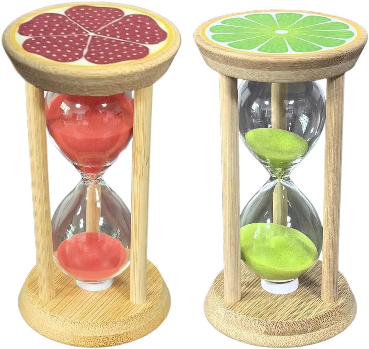 2 stuks 5 minuten zandlopertimer voor kinderen, zandlopertimer voor kinderen, zandlopertimer voor woondecoratie, accessoires voor keukengerei voor woondecoratie (rood en groen)