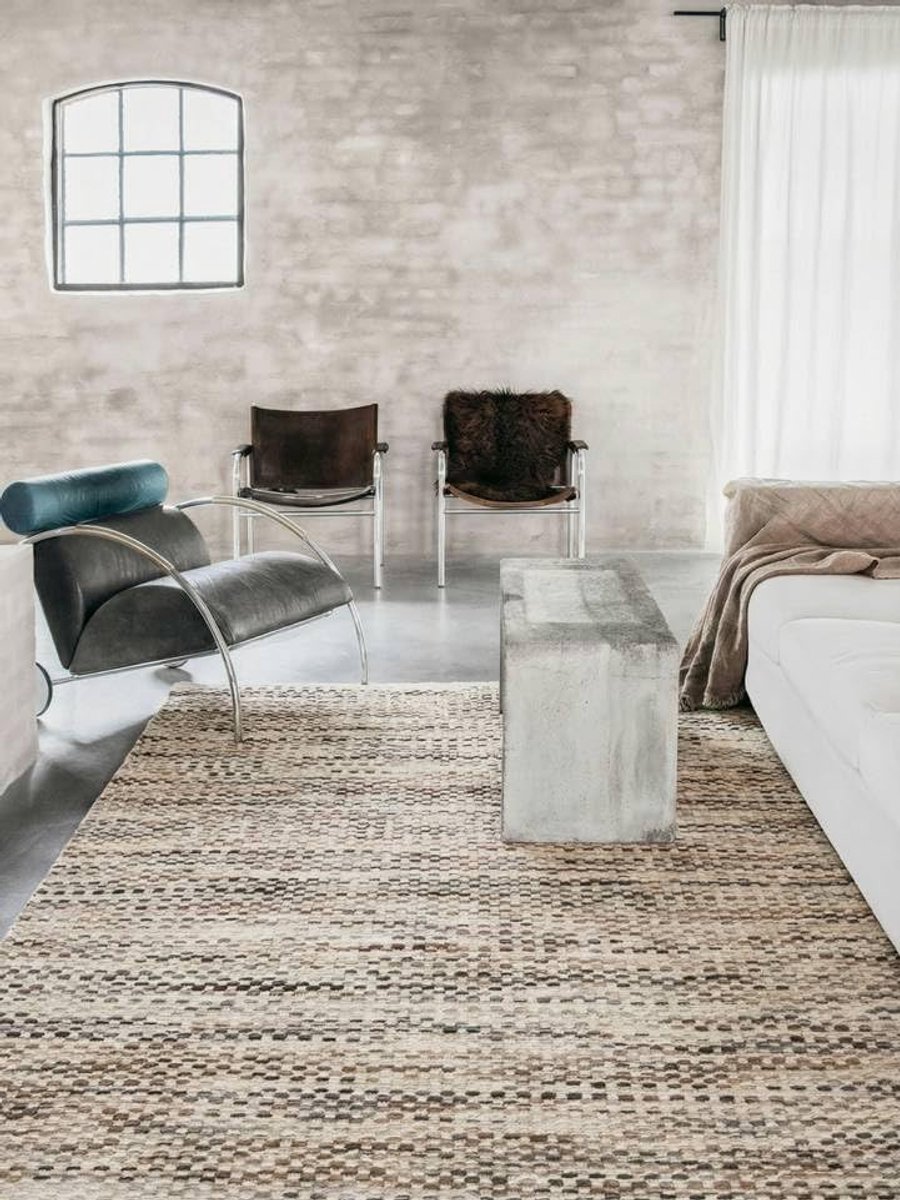 Pebbles Vloerkleed, 160 x 230 cm, Bruin/Multi | Moderne, Rechthoekig, Laagpolig, Alleen chemisch reinigen, Oeko-Tex 100