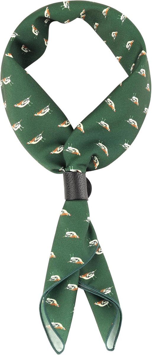 Halsdoek voor heren, met leren lus, multifunctionele doek, hoofddoek, bandana's, klederdrachtdoek, bandana's, vintage, retro, 58 x 58 cm, donkergroen met vogels, donkergroen met