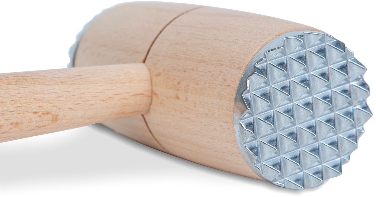 Houten vleeshamer - met metalen inzet - 29 cm [56264]