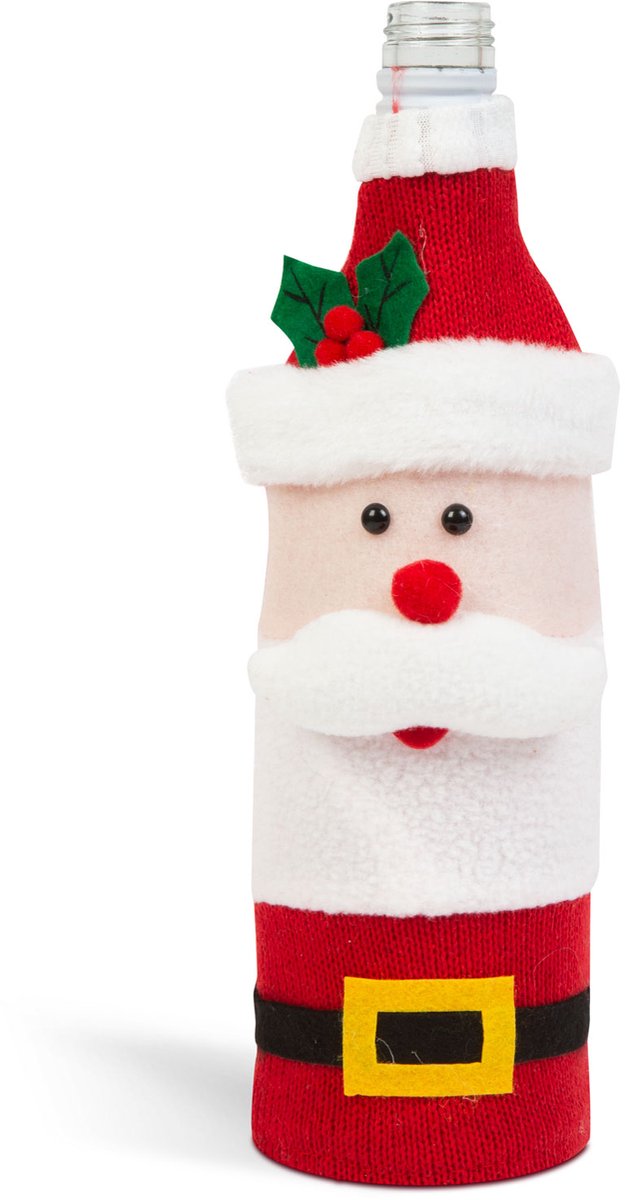 Kerst drankfleshouder - 3D Kerstman - polyester - 27 x 12 cm 1 Stuks [58728A]