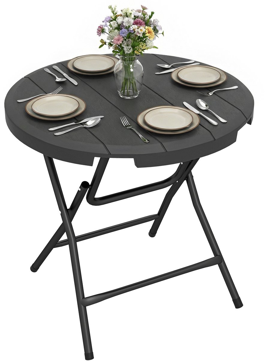 Tuintafel - Opvouwbaar ontwerp - Houtlook - Voor 4 personen
