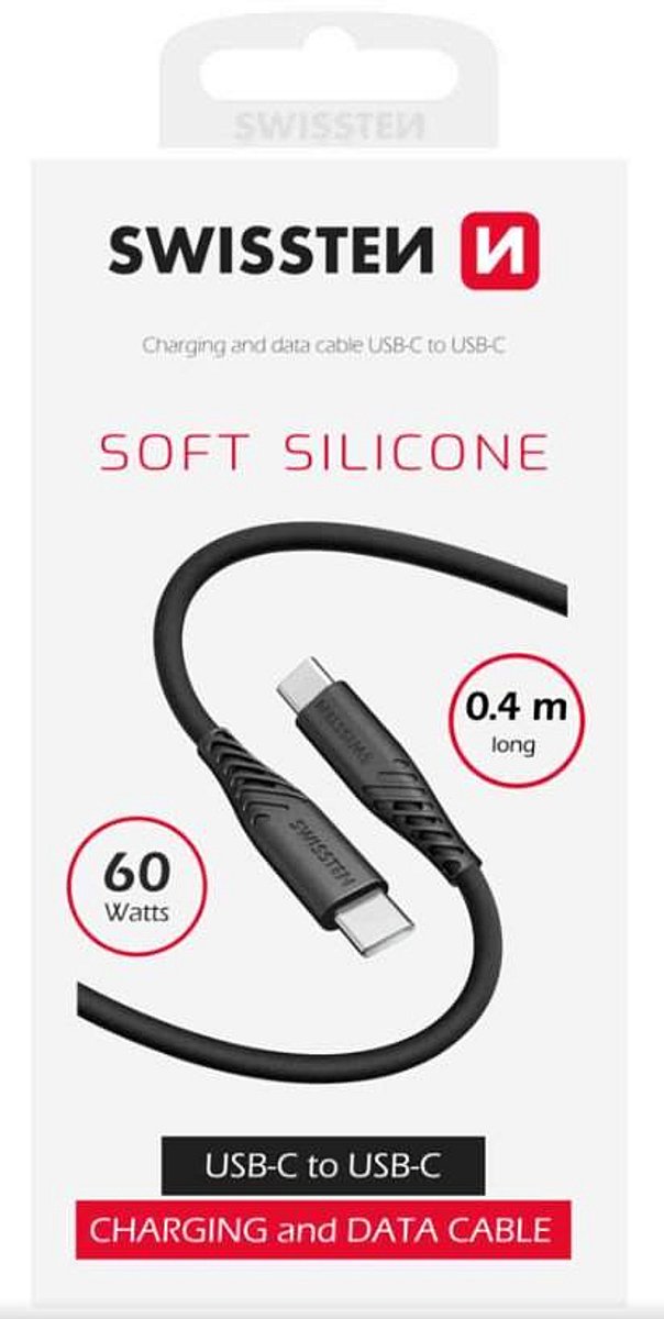 Swissten Soft Silicone Type-C USB Cable - 71506516 - 0.4m - Black