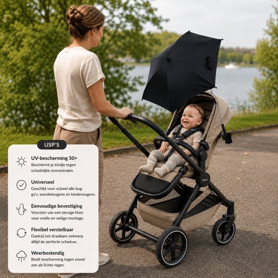 Parasol Titanium Baby UV 50+ Zwart Universeel van Titanium Baby — afbeelding 3