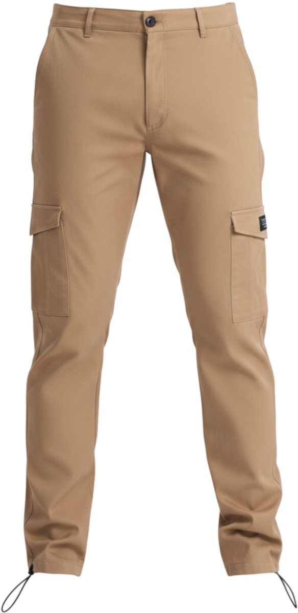 OMBRE Broek - regular fit - katoen - rits Bruin XL